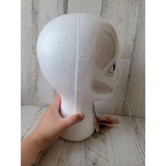 Homemade styrofoam bloody neck prop head Halloween decor - Picture 3 of 5